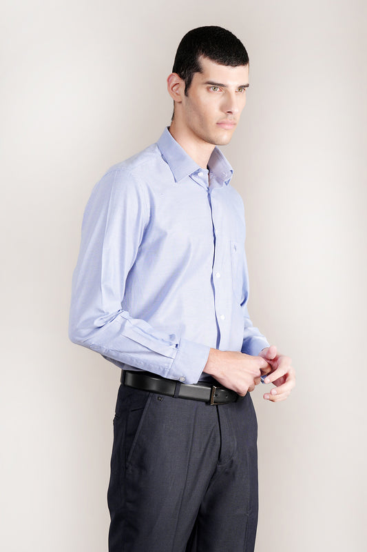 Formal Shirt for Men l Breathable & Soft with Color Fastness Regular Fit Spread Collar Neck Cotton Blend Fabric Self Design Pattern