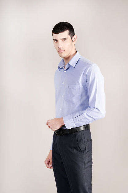 Formal Shirt for Men l Breathable & Soft with Color Fastness Regular Fit Spread Collar Neck Cotton Blend Fabric Self Design Pattern