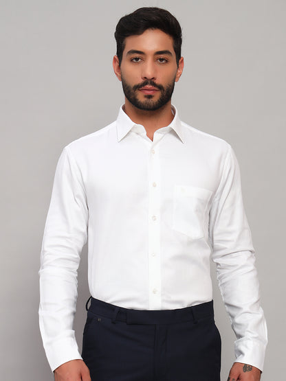Formal Shirt for Men l Breathable & Soft with Color Fastness Regular Fit Spread Collar Neck Cotton Fabric Self Design Pattern
