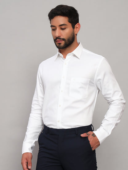 Formal Shirt for Men l Breathable & Soft with Color Fastness Regular Fit Spread Collar Neck Cotton Fabric Self Design Pattern