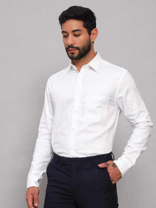 Formal Shirt for Men l Breathable & Soft with Color Fastness Regular Fit Spread Collar Neck Cotton Fabric Self Design Pattern