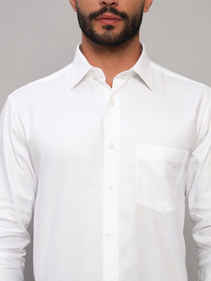 Formal Shirt for Men l Breathable & Soft with Color Fastness Regular Fit Spread Collar Neck Cotton Fabric Self Design Pattern