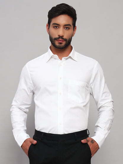 Formal Shirt for Men l Breathable & Soft with Color Fastness Regular Fit Spread Collar Neck Cotton Fabric Self Design Pattern