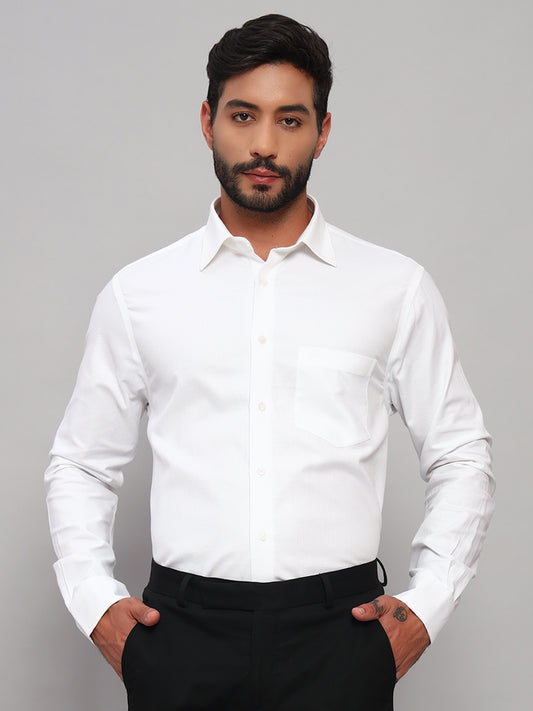 Formal Shirt for Men l Breathable & Soft with Color Fastness Regular Fit Spread Collar Neck Cotton Fabric Self Design Pattern