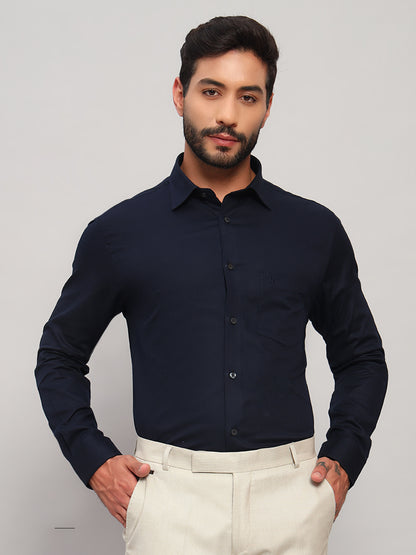 Formal Shirt for Men l Breathable & Soft with Color Fastness Regular Fit Spread Collar Neck Cotton Fabric Self Design Pattern