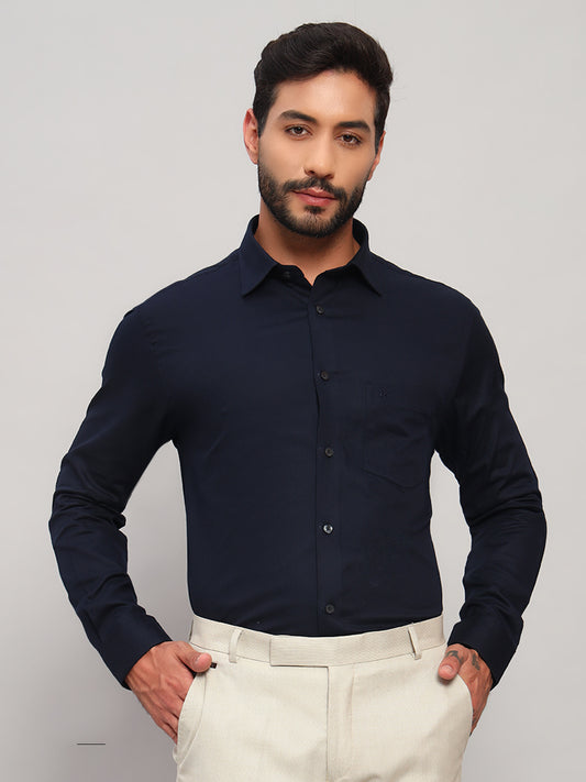 Formal Shirt for Men l Breathable & Soft with Color Fastness Regular Fit Spread Collar Neck Cotton Fabric Self Design Pattern