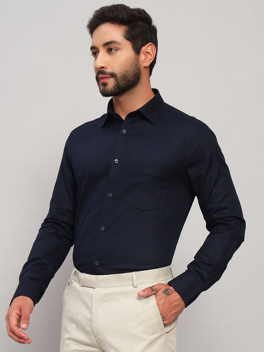 Formal Shirt for Men l Breathable & Soft with Color Fastness Regular Fit Spread Collar Neck Cotton Fabric Self Design Pattern