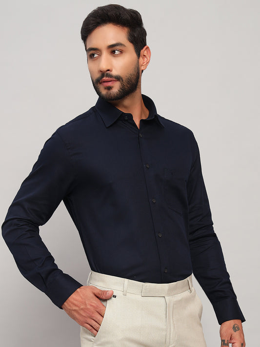 Formal Shirt for Men l Breathable & Soft with Color Fastness Regular Fit Spread Collar Neck Cotton Fabric Self Design Pattern