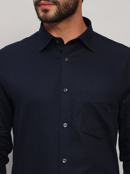 Formal Shirt for Men l Breathable & Soft with Color Fastness Regular Fit Spread Collar Neck Cotton Fabric Self Design Pattern
