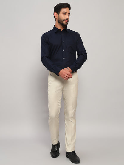 Formal Shirt for Men l Breathable & Soft with Color Fastness Regular Fit Spread Collar Neck Cotton Fabric Self Design Pattern