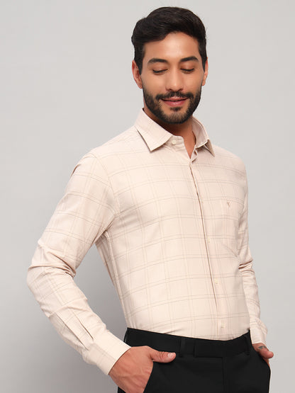 Formal Shirt for Men l Breathable & Soft with Color Fastness Regular Fit Spread Collar Neck Cotton Fabric Checkered Pattern