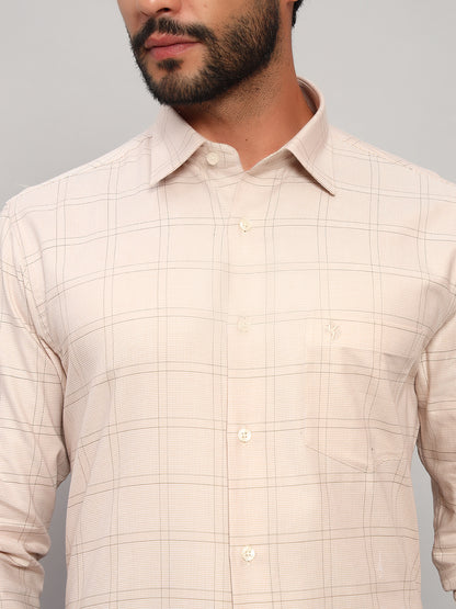 Formal Shirt for Men l Breathable & Soft with Color Fastness Regular Fit Spread Collar Neck Cotton Fabric Checkered Pattern