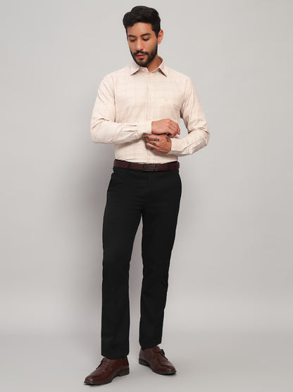 Formal Shirt for Men l Breathable & Soft with Color Fastness Regular Fit Spread Collar Neck Cotton Fabric Checkered Pattern