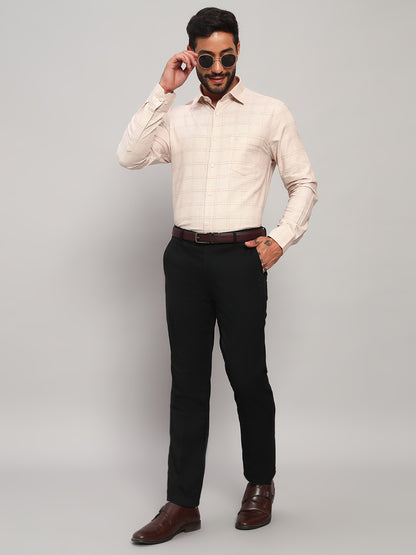 Formal Shirt for Men l Breathable & Soft with Color Fastness Regular Fit Spread Collar Neck Cotton Fabric Checkered Pattern