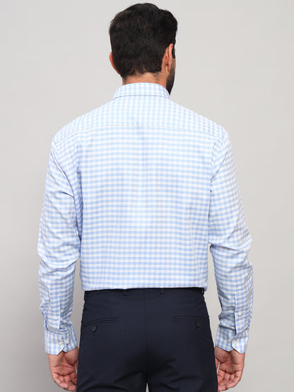 Formal Shirt for Men l Breathable & Soft with Color Fastness Regular Fit Spread Collar Neck Cotton Fabric Checkered Pattern