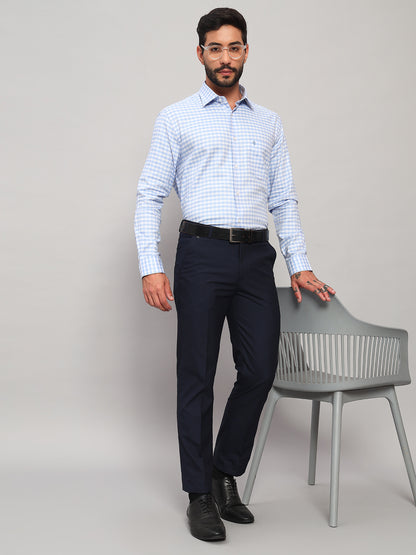 Formal Shirt for Men l Breathable & Soft with Color Fastness Regular Fit Spread Collar Neck Cotton Fabric Checkered Pattern