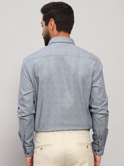 Formal Shirt for Men l Breathable & Soft with Color Fastness Regular Fit Spread Collar Neck Cotton Fabric Checkered Pattern