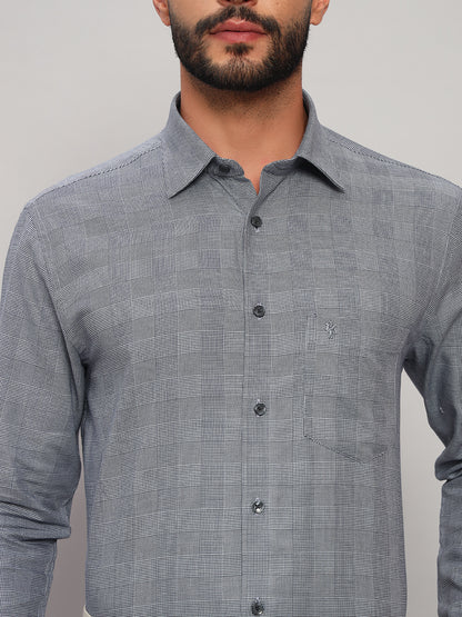 Formal Shirt for Men l Breathable & Soft with Color Fastness Regular Fit Spread Collar Neck Cotton Fabric Checkered Pattern