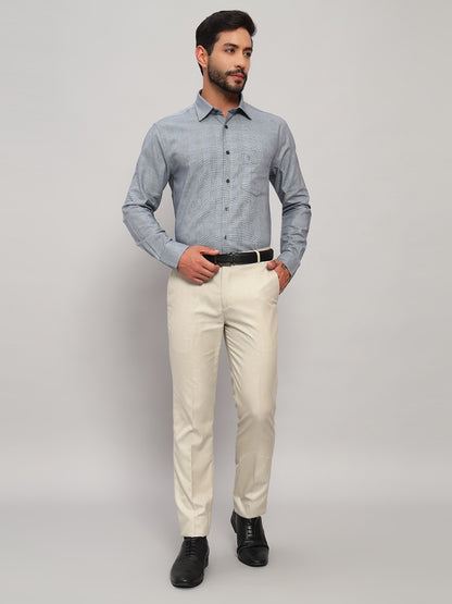 Formal Shirt for Men l Breathable & Soft with Color Fastness Regular Fit Spread Collar Neck Cotton Fabric Checkered Pattern
