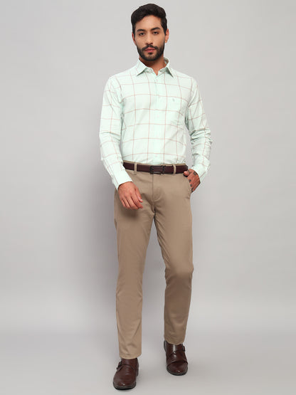 Formal Shirt for Men l Breathable & Soft with Color Fastness Regular Fit Spread Collar Neck Cotton Fabric Checkered Pattern