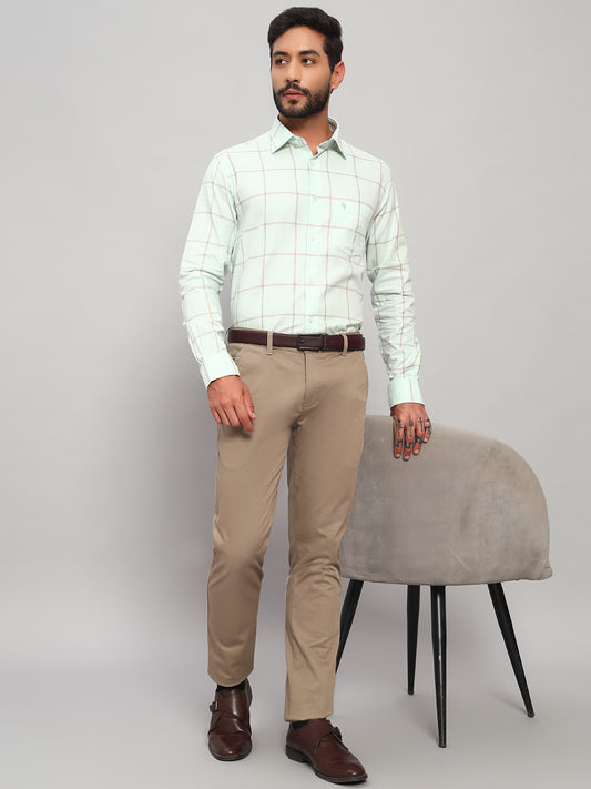 Formal Shirt for Men l Breathable & Soft with Color Fastness Regular Fit Spread Collar Neck Cotton Fabric Checkered Pattern