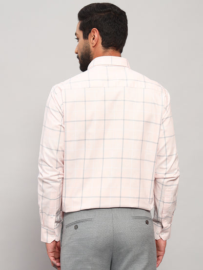 Formal Shirt for Men l Breathable & Soft with Color Fastness Regular Fit Spread Collar Neck Cotton Fabric Checkered Pattern