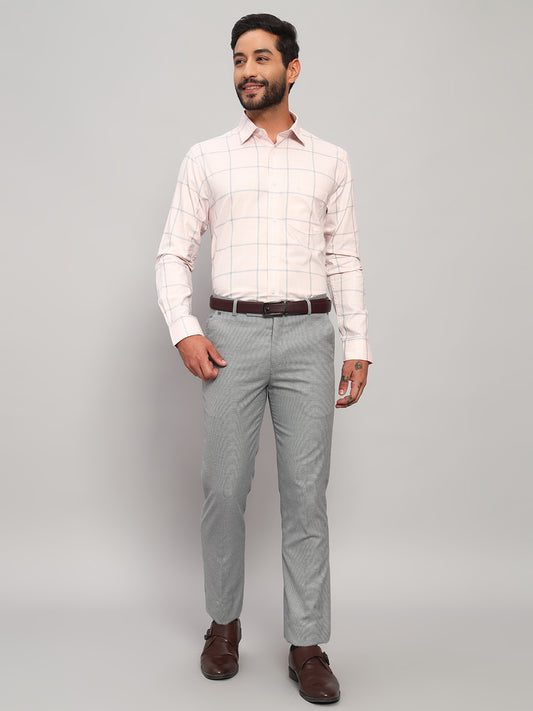 Formal Shirt for Men l Breathable & Soft with Color Fastness Regular Fit Spread Collar Neck Cotton Fabric Checkered Pattern
