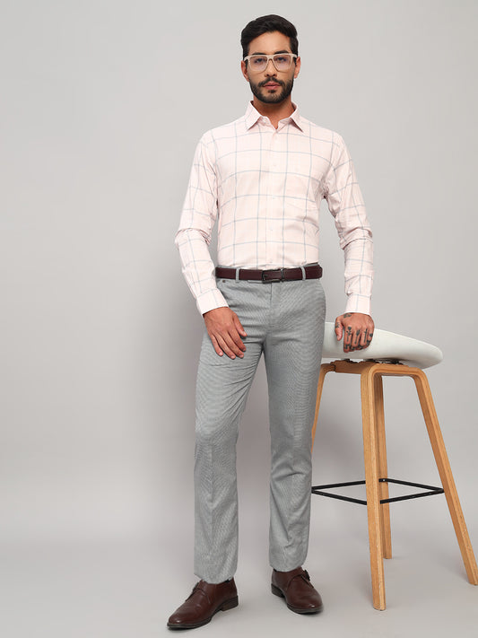 Formal Shirt for Men l Breathable & Soft with Color Fastness Regular Fit Spread Collar Neck Cotton Fabric Checkered Pattern