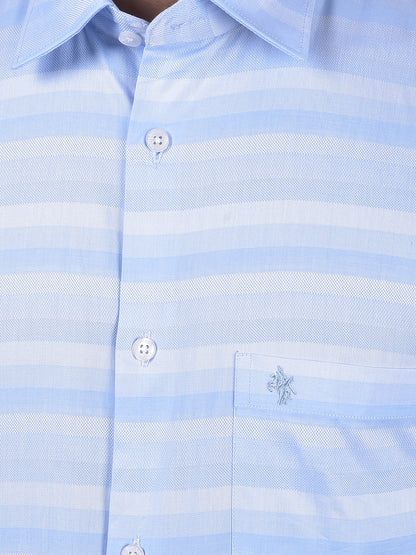 Formal Shirt for Men l Breathable & Soft with Color Fastness Regular Fit Spread Collar Neck Cotton Fabric Striped Pattern