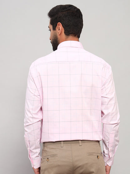 Formal Shirt for Men l Breathable & Soft with Color Fastness Regular Fit Spread Collar Neck Cotton Fabric Checkered Pattern