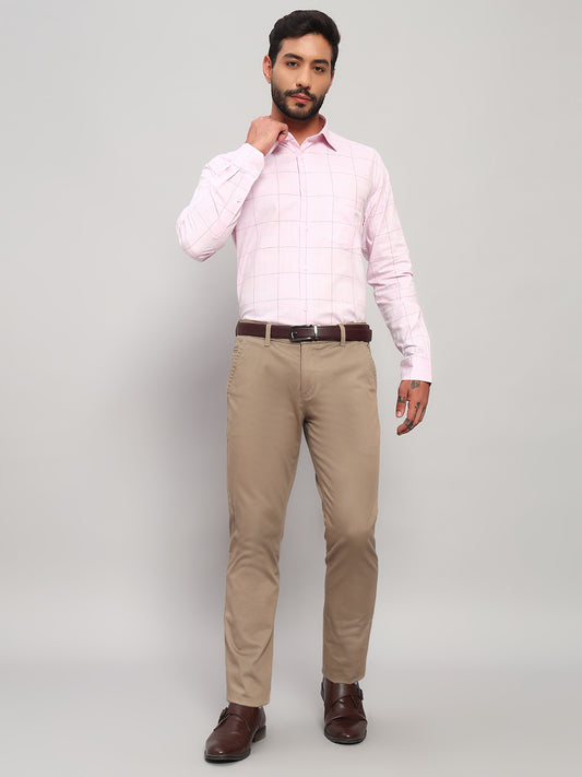 Formal Shirt for Men l Breathable & Soft with Color Fastness Regular Fit Spread Collar Neck Cotton Fabric Checkered Pattern