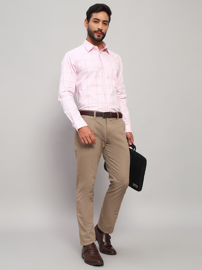 Formal Shirt for Men l Breathable & Soft with Color Fastness Regular Fit Spread Collar Neck Cotton Fabric Checkered Pattern