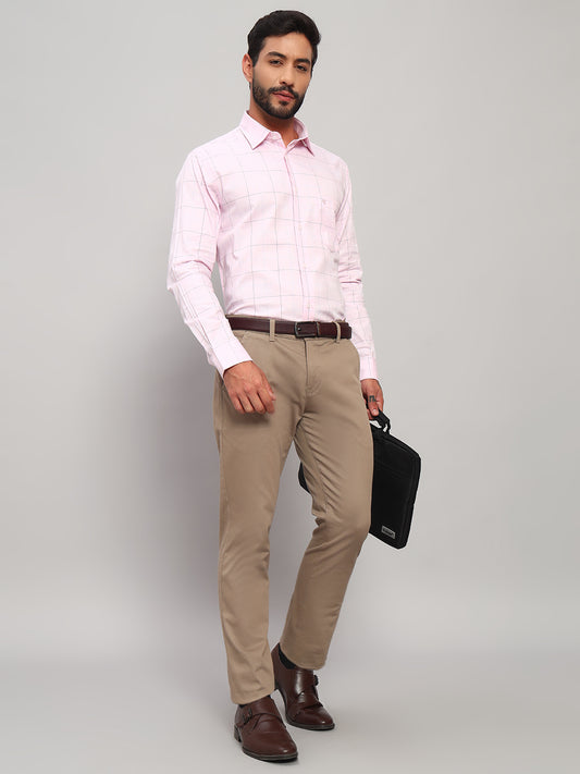 Formal Shirt for Men l Breathable & Soft with Color Fastness Regular Fit Spread Collar Neck Cotton Fabric Checkered Pattern