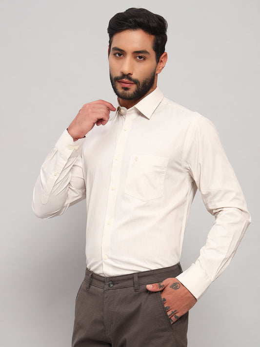 Formal Shirt for Men l Breathable & Soft with Color Fastness Regular Fit Spread Collar Neck Cotton Fabric Striped Pattern