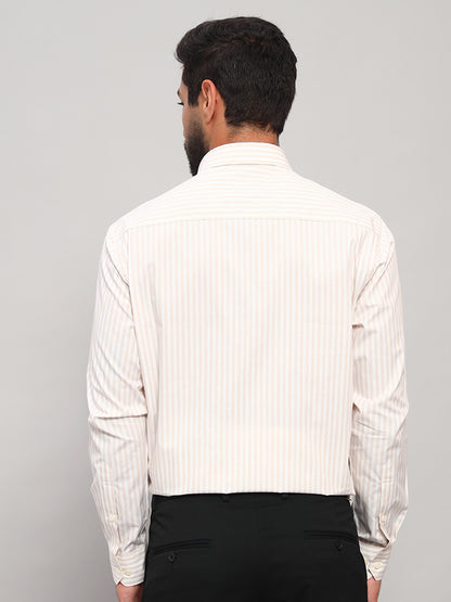 Formal Shirt for Men l Breathable & Soft with Color Fastness Regular Fit Spread Collar Neck Cotton Fabric Striped Pattern