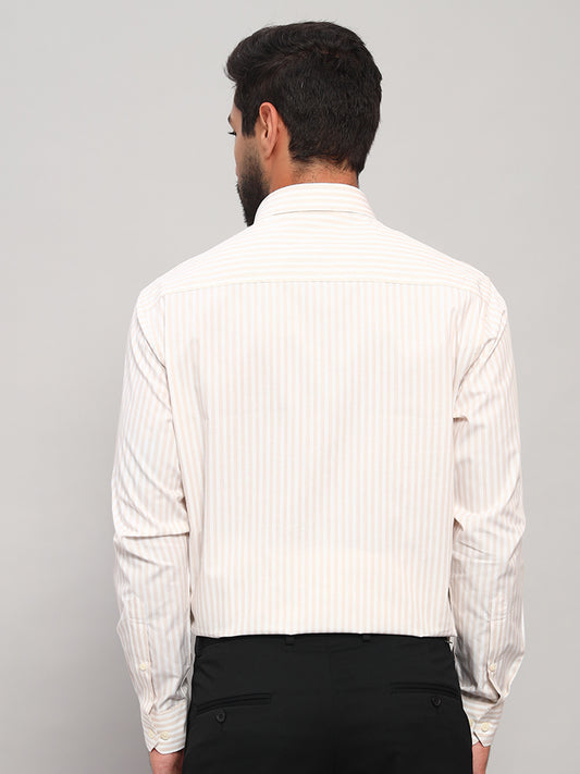 Formal Shirt for Men l Breathable & Soft with Color Fastness Regular Fit Spread Collar Neck Cotton Fabric Striped Pattern