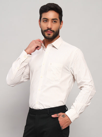 Formal Shirt for Men l Breathable & Soft with Color Fastness Regular Fit Spread Collar Neck Cotton Fabric Striped Pattern