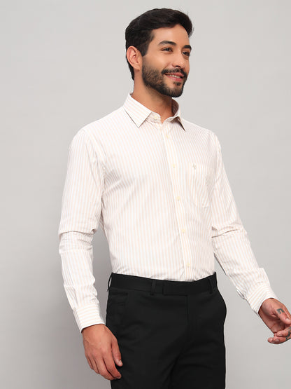 Formal Shirt for Men l Breathable & Soft with Color Fastness Regular Fit Spread Collar Neck Cotton Fabric Striped Pattern
