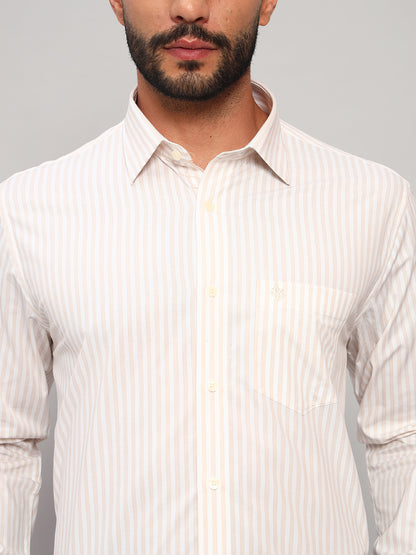Formal Shirt for Men l Breathable & Soft with Color Fastness Regular Fit Spread Collar Neck Cotton Fabric Striped Pattern