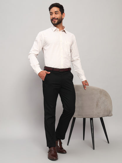 Formal Shirt for Men l Breathable & Soft with Color Fastness Regular Fit Spread Collar Neck Cotton Fabric Striped Pattern
