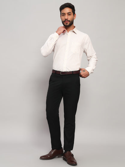 Formal Shirt for Men l Breathable & Soft with Color Fastness Regular Fit Spread Collar Neck Cotton Fabric Striped Pattern