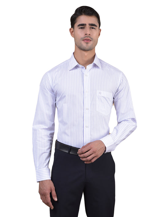 Formal Shirt for Men l Breathable & Soft with Color Fastness Regular Fit Spread Collar Neck Cotton Fabric Striped Pattern