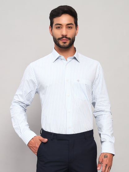 Formal Shirt for Men l Breathable & Soft with Color Fastness Regular Fit Spread Collar Neck Cotton Fabric Striped Pattern