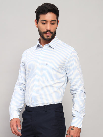 Formal Shirt for Men l Breathable & Soft with Color Fastness Regular Fit Spread Collar Neck Cotton Fabric Striped Pattern