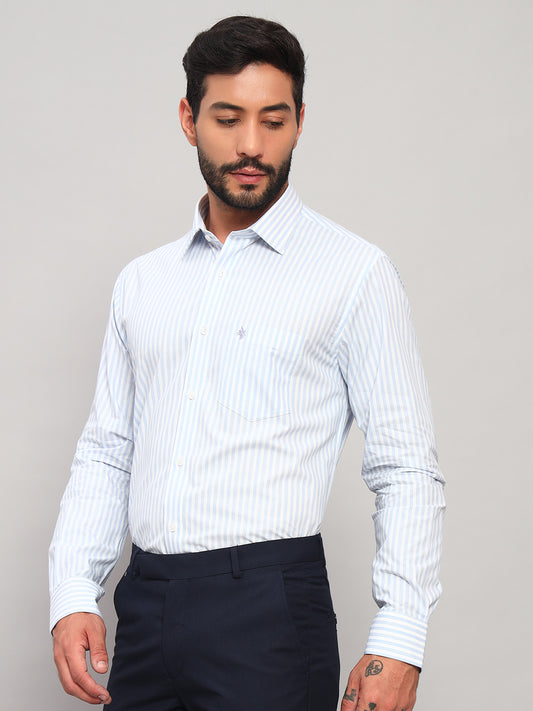 Formal Shirt for Men l Breathable & Soft with Color Fastness Regular Fit Spread Collar Neck Cotton Fabric Striped Pattern