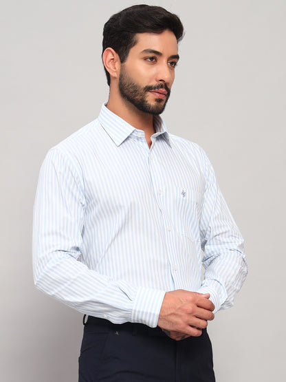 Formal Shirt for Men l Breathable & Soft with Color Fastness Regular Fit Spread Collar Neck Cotton Fabric Striped Pattern