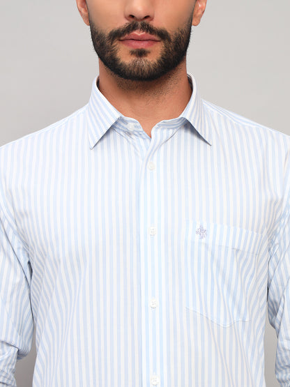 Formal Shirt for Men l Breathable & Soft with Color Fastness Regular Fit Spread Collar Neck Cotton Fabric Striped Pattern