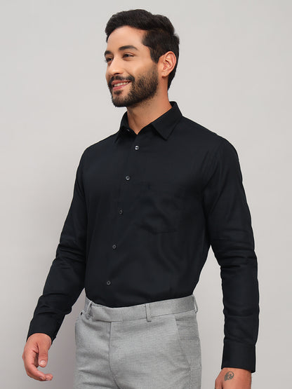 Formal Shirt for Men l Breathable & Soft with Color Fastness Regular Fit Spread Collar Neck Cotton Fabric Self Design Pattern