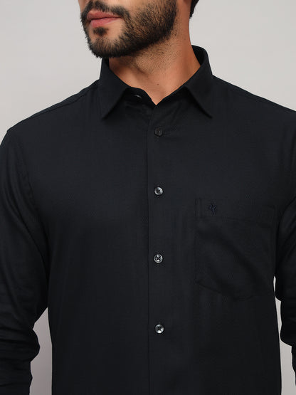 Formal Shirt for Men l Breathable & Soft with Color Fastness Regular Fit Spread Collar Neck Cotton Fabric Self Design Pattern