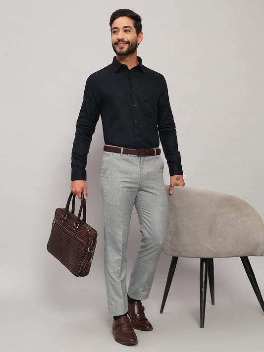 Formal Shirt for Men l Breathable & Soft with Color Fastness Regular Fit Spread Collar Neck Cotton Fabric Self Design Pattern